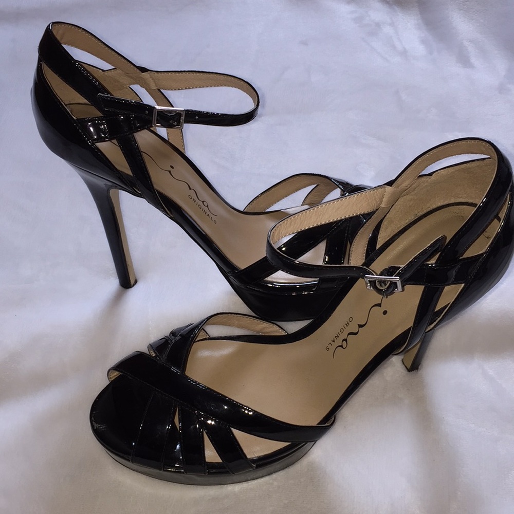 Nina Originals Black Patent Leather Platform Heel